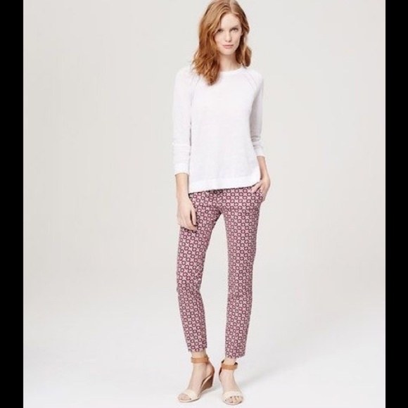 LOFT Pants - LOFT Julie Skinny Printed Ankle Pants Size 10